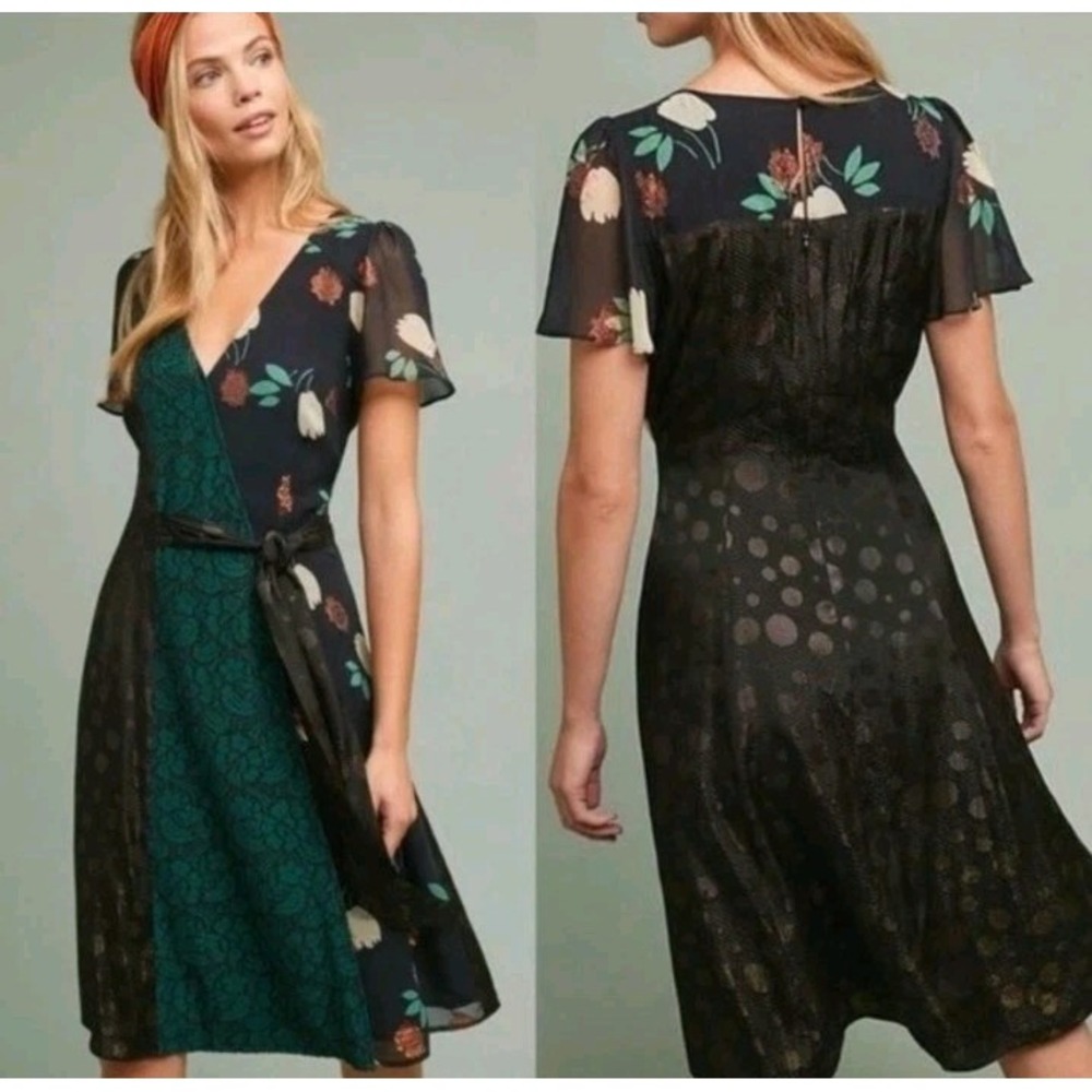 Anthropologie Moulinette Soeurs Womens Ciao Bella Boho Gypsy‎ Dress Faux Wrap 4